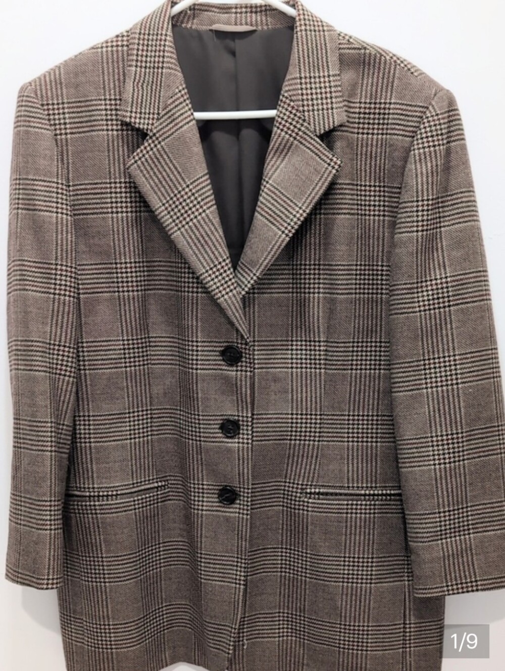 Vintage 80s/90s Italy Plaid Blazer, 100% Virgin Wool, Blazer XL